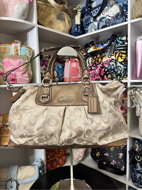 Coach Handbags - Coach Ashley Bronze & Tan Signature Satchel